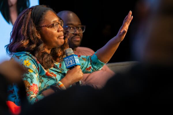 Erica Stanley discusses the state of Atlanta's black tech software engineers, product managers, analysts, and more at the annual State of the Atlanta Black Tech Ecosystem on Thursday, Jan. 11, 2024. (Olivia Bowdoin for the Atlanta Journal-Constitution).