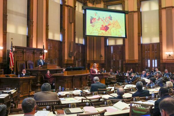 Republican sate Rep. Beth Camp, shown speaking during last month's special session, supported new political maps that the GOP-led General Assembly produced even though she was paired in the same district with another Republican, state Rep. David Knight. (Jason Getz/Jason.Getz@ajc.com)