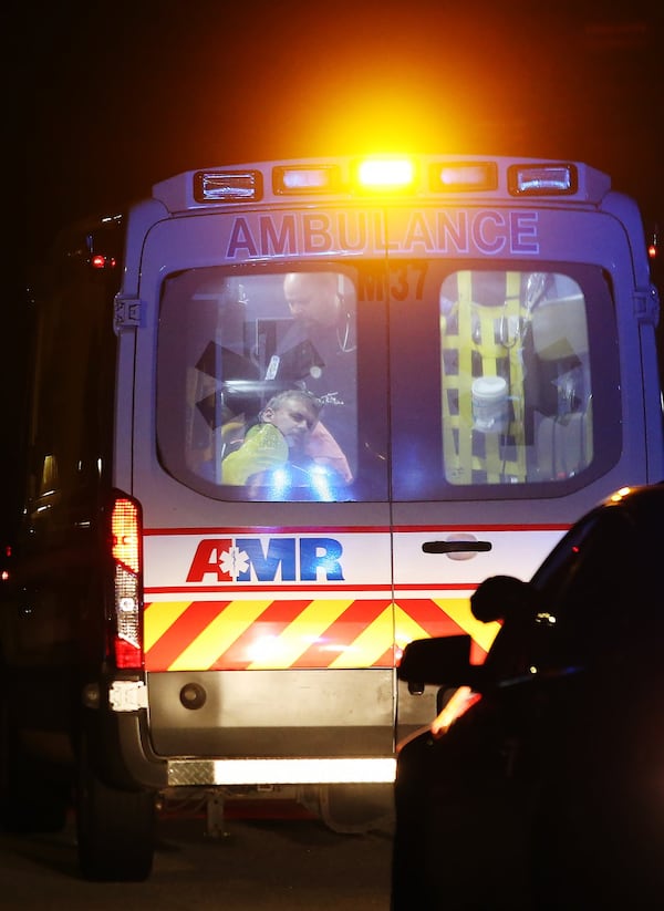 An ambulance transports a patient in DeKalb County. Last year, the state changed its requirement on ambulance staffing, deciding that ambulances could be staffed with just two basic medics. Previously, one of the medics had to have more advanced skills. Christina Matacotta/Christina.Matacotta@ajc.com