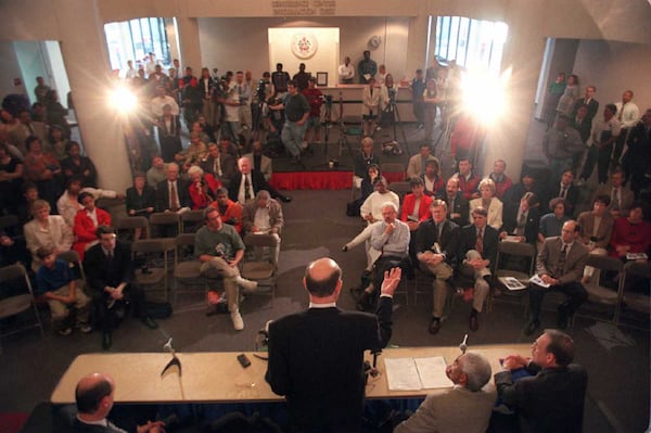 Lefty Driesell speaks after he was hired by GSU in 1997.