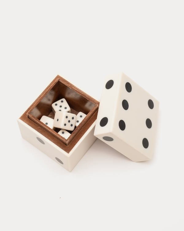 Get rolling with this dice box from Frances Valentine that makes a stylish statement on game nights. Courtesy of Frances Valentine