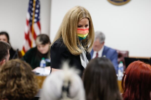 Jen Slipakoff, the mother of a trans daughter, walks back to her seat after speaking against Senate Bill 140, which would prevent transgender children from receiving certain hormones or surgical treatments that assist them in aligning with their gender identity. Slipakoff said senators who voted for the bill are bullies to her daughter. "They sponsored this bill and they’re the ones that are going to vote for it," Slipakoff said.. "... She doesn’t want and she doesn’t need your protection. She wants you to leave her alone.”(Natrice Miller/ natrice.miller@ajc.com) 