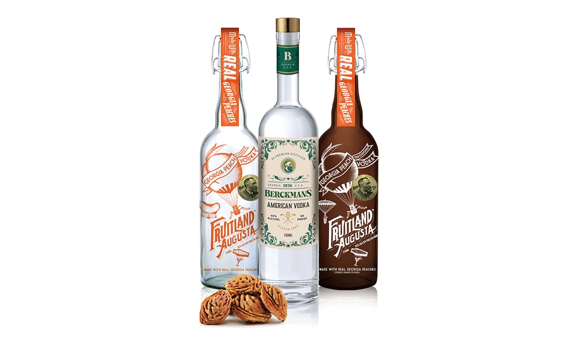 Peaches and peach pits are at the core of Berckmans Spirits' lineup of vodkas.
Courtesy of Berckmans Spirits