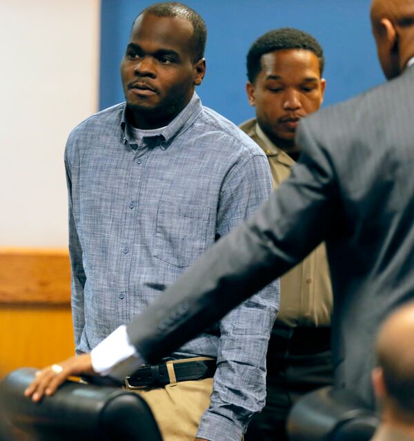 April 18,  2017 - Atlanta - One year ago, Basil Eleby enters court for the hearing on felony charges.   Elegy, the homeless man accused of setting the fire that brought down a chunk of Interstate 85, was helped by a group of five attorneys who worked without pay. ANDRES  /BANDRES@AJC.COM