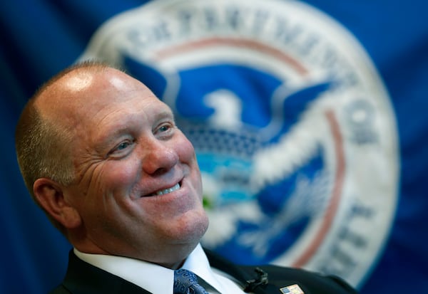 FILE - U.S. Immigration and Customs Enforcement acting director Thomas Homan poses for a portrait in East Point, Ga., April 26, 2018. President-elect Donald Trump says that Tom Homan, his former acting U.S. Immigration and Customs Enforcement director, will serve as “border czar” in his incoming administration. (AP Photo/John Bazemore, File)