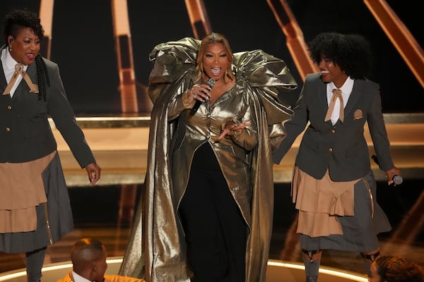 Queen Latifah performs "Ease on Down the Road" during the Oscars on Sunday, March 2, 2025, at the Dolby Theatre in Los Angeles. (AP Photo/Chris Pizzello)