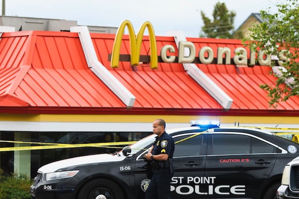 Police are investigating after several shots were fired in an East Point parking lot Wednesday afternoon.