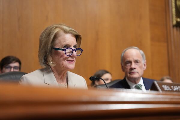 Sen. Shelley Moore Capito (R-W.Va.) during a Senate Committee on Environment & Public Works hearing on the Norfolk Southern train derailment in East Palestine, Ohio, on Capitol Hill in Washington, March 9, 2023. In his prepared remarks released ahead of the hearing, Norfolk Southern Chief Executive Alan Shaw said he is “determined to make it right” for the people of East Palestine, Ohio, after a train derailed there last month. (Haiyun Jiang/The New York Times)