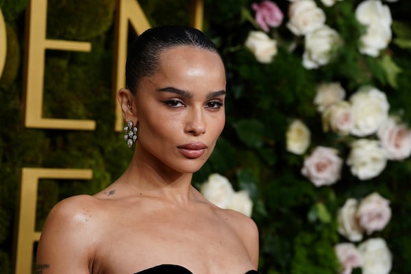 Zoe Kravitz arrives at the 82nd Golden Globes on Sunday, Jan. 5, 2025, at the Beverly Hilton in Beverly Hills, Calif. (Photo by Jordan Strauss/Invision/AP)