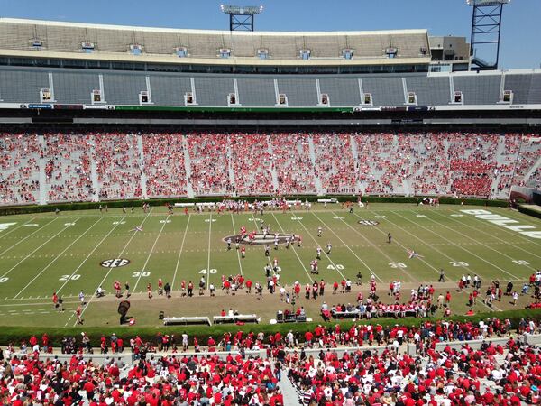 The scene at sunny Sanford. (M. Bradley/AJC)