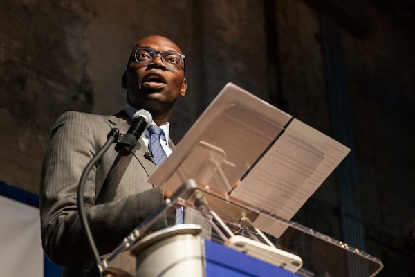 Michigan Lt. Gov. Garlin Gilchrist II announces his candidacy for governor of Michigan on Tuesday, March 11, 2025, at the Jam Handy in Detroit. (Katy Kildee/Detroit News via AP)