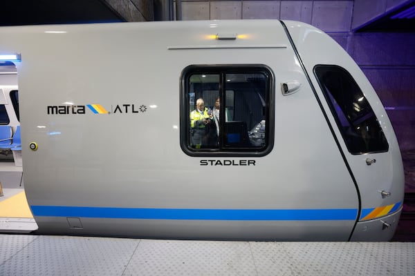 A MARTA operator is seen inside the control room of one of the new MARTA trains during the unveiling of these trains on Thursday, January 30, 2025. (Miguel Martinez/ AJC)