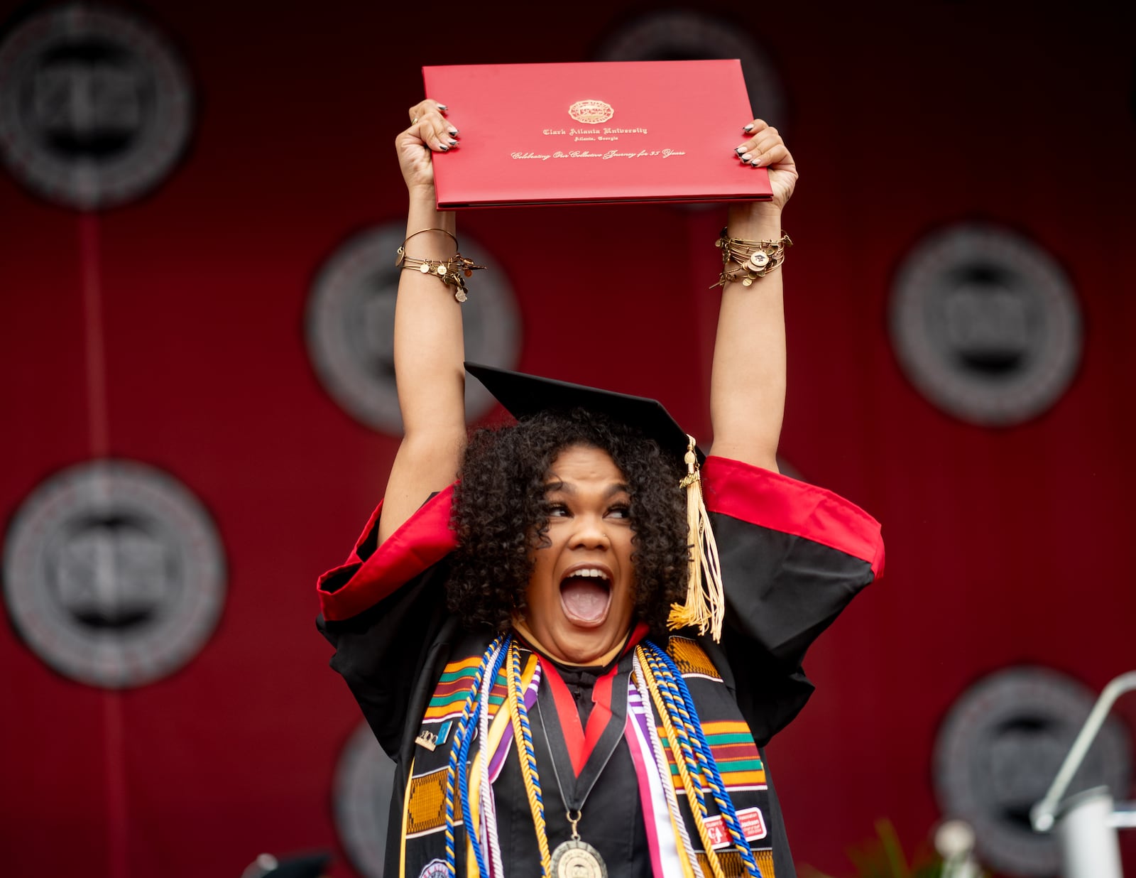 Graduates, faculty and family gather for the Clark Atlanta University 35th annual commencement convocation. Saturday, May 18, 2024 (Ben Hendren for the Atlanta Journal Constitution)