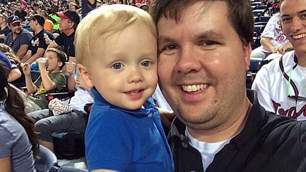 Elizabeth Smith testified that Justin Ross Harris sent her this picture from a Braves game in April 2014, and that she recognized a friend in the background, during Harris' murder trial at the Glynn County Courthouse in Brunswick, Ga., on Thursday, Oct. 20, 2016. (screen capture via WSB-TV)