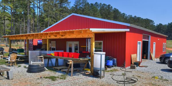 The barn, workshop, processing area, storage area and home of Levity Farms owners Ilana and Zach Richards and their daughter, Harlyn, was originally a large open-sided outbuilding on the Madison property that's been developed into the closed structure that does all. Chris Hunt for The AJC