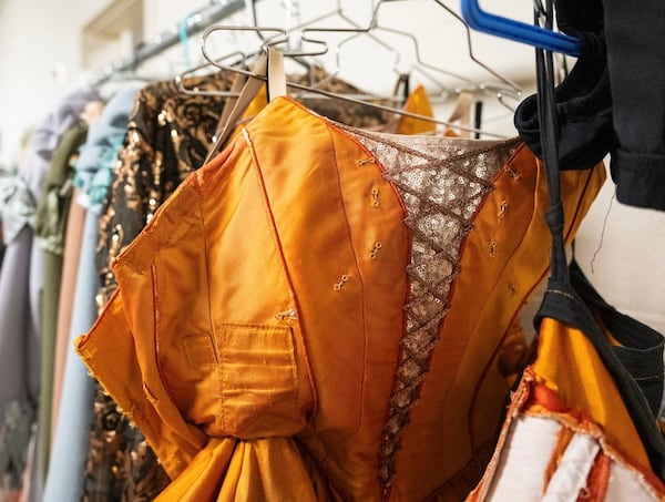 The ballet features a large cast, but still the occasional quick costume change is needed. Costumes hang backstage.