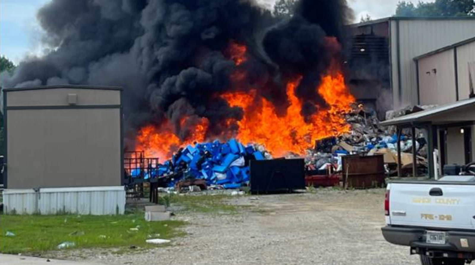 A July 2023 fire burned down the Metro Site recycling center in Jackson County. (Courtesy)