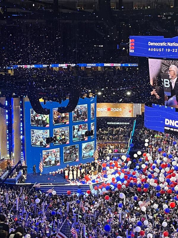 Watch parties across the country - including Atlanta - were shown on screen at the United Center during the final night of the Democratic National Convention.