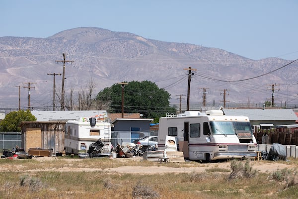 Four people were shot to death in a mobile home on this property along H Street in Mojave, California. (Myung J. Chun/Los Angeles Times/TNS)