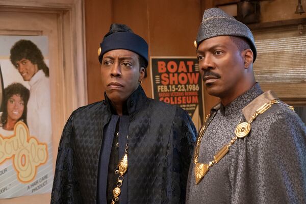 Arsenio Hall (left) and Eddie Murphy star in "Coming 2 America" out March 5 on Amazon Prime. 
Courtesy of Amazon Studios