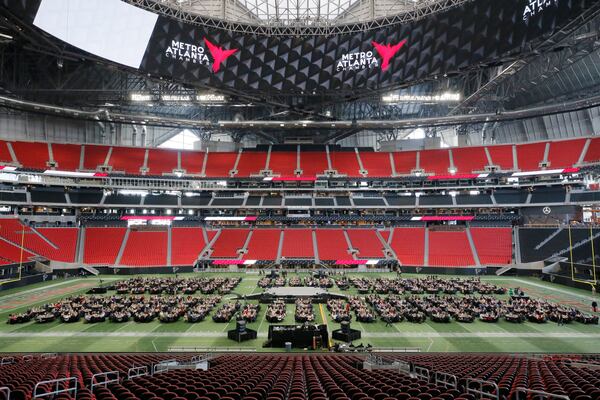 11/16/17 - Atlanta - The Metro Atlanta Chamber of Commerce held their annual meeting on Thursday on the field at  Mercedes-Benz Stadium.  Speakers included Metro Atlanta Chamber President and CEO Hala Moddelmog, Intercontinental Exchange CEO Jeff Sprecher, Russell Stokes, the CEO of GE Power, Arthur Blank, Steve Cannon, Mayor Kasim Reed and David Abney, Chairman and CEO of UPS.   BOB ANDRES  /BANDRES@AJC.COM