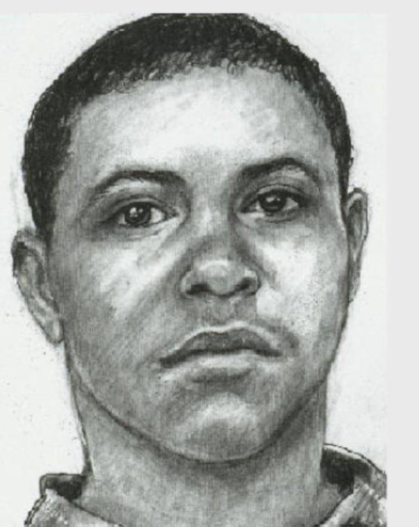 A sketch artist's approximation of the appearance of the victim of a kerosene attack in southeast Atlanta in 1996. The victim was identified 28 years later as David Brown.