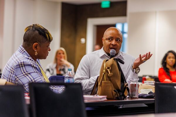 Business conversations between nonprofit leaders at the Federal Reserve Bank of Atlanta during the OUT Georgia Business Alliance's 2024 Economic Inclusion Summit.
Courtesy of OUT Georgia Business Alliance Photo Credit: © Mark Morin markmorinii.com @markmorinii