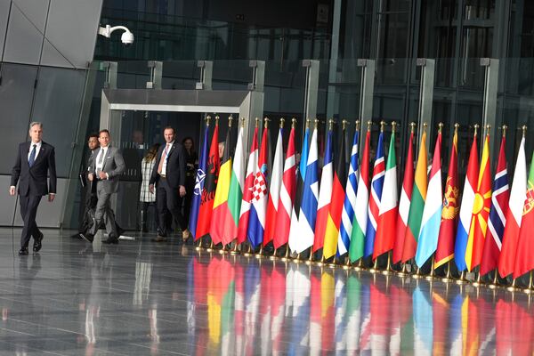 United States Secretary of State Antony Blinken arrives for a media conference at NATO headquarters in Brussels on Wednesday, Nov. 13, 2024. (AP Photo/Virginia Mayo)