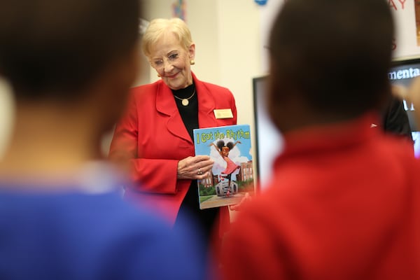 February 3, 2016, Atlanta: First Lady Sandra Deal finishes reading "I Got Rhythm" to students at Whitefoord Elementary School during a Read Across America and Get Georgia Reading event Thursday morning March 3, 2016. Ben Gray / bgray@ajc.com