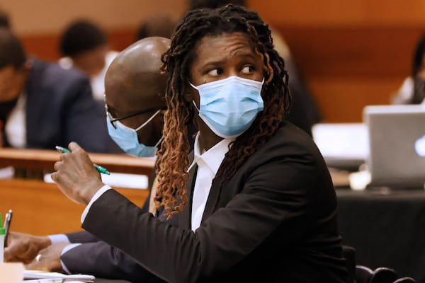  Young Thug, whose real name is Jeffery Williams, waits for the Jury selection portion of the trial to continue in a Fulton County courtroom on Monday, Feb 6, 2023. Miguel Martinez / miguel.martinezjimenez@ajc.com