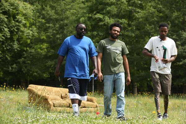 ATLANTA -- "The Jacket" -- Episode 10 (Airs Tuesday, November 1, 10:00 pm e/p) Pictured: (l-r) Brian Tyree Henry as Alfred, Miles, Donald Glover as Earnest Marks, Lakeith Stanfield as Darius. CR: Quantrell Colbert/FX