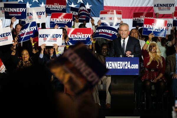 Robert F. Kennedy Jr. delivers remarks at an event where he announced his bid for the Democratic presidential nomination in Boston, April 19, 2023. Kennedy, an anti-vaccine activist with a celebrated Democratic lineage, is considered a longshot candidate. (Sophie Park/The New York Times)
               
                      