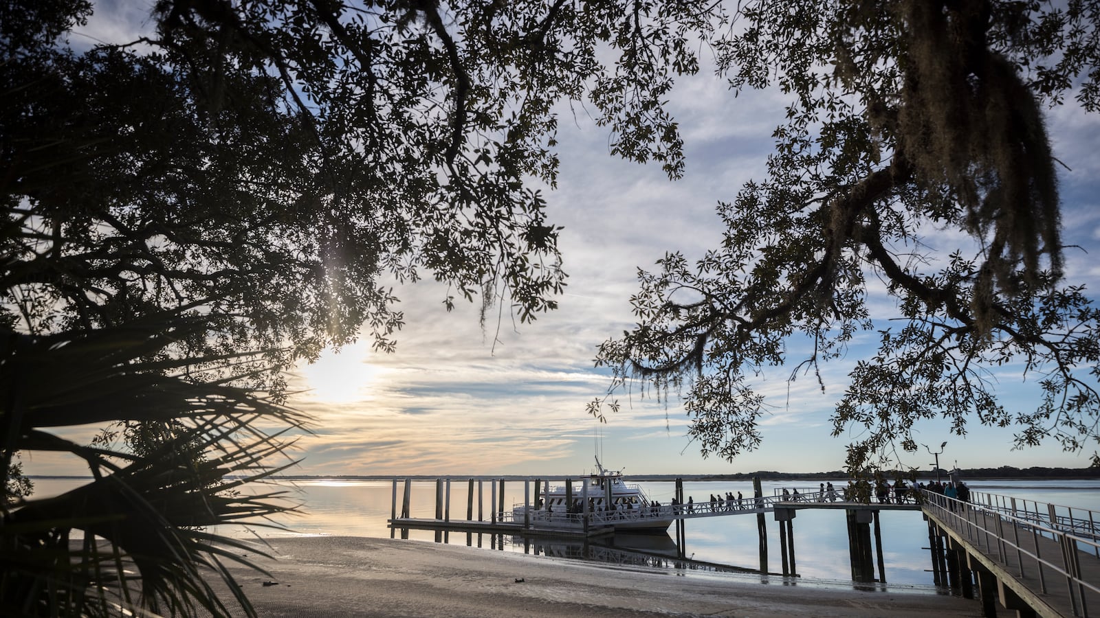 CUMBERLAND ISLAND, GA - DECEMBER, 26, 2022: Visitors board the ferry at Sea Camp dock at the end of a day hiking the island, Monday, Dec. 26, 2022, in Cumberland Island, Georgia. (AJC Photo/Stephen B. Morton)