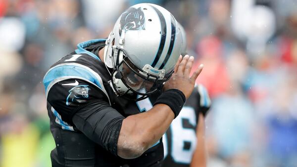 CHARLOTTE, NC - NOVEMBER 13:  Cam Newton #1 of the Carolina Panthers celebrates a 1st quarter touchdown run against the Kansas City Chiefs during their game at Bank of America Stadium on November 13, 2016 in Charlotte, North Carolina.  (Photo by Streeter Lecka/Getty Images)