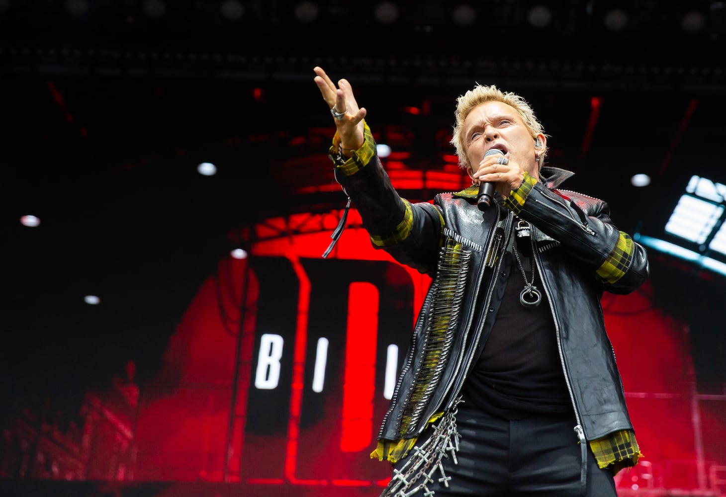 Atlanta, Ga: After a torrential downpour, Billy Idol came through and wowed the crowd with hits. The 68 year old didn't miss a beat despite wireless complications at the beginning of his set. Photo taken Sunday May 5, 2024 at Central Park, Old 4th Ward. (RYAN FLEISHER FOR THE ATLANTA JOURNAL-CONSTITUTION)