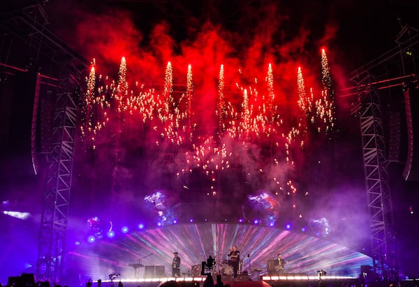 Coldplay performs at Mercedes-Benz Stadium in Atlanta on Saturday night, June 11, 2022, on the Music of the Spheres World Tour. (Ryan Fleisher for The Atlanta Journal-Constitution)