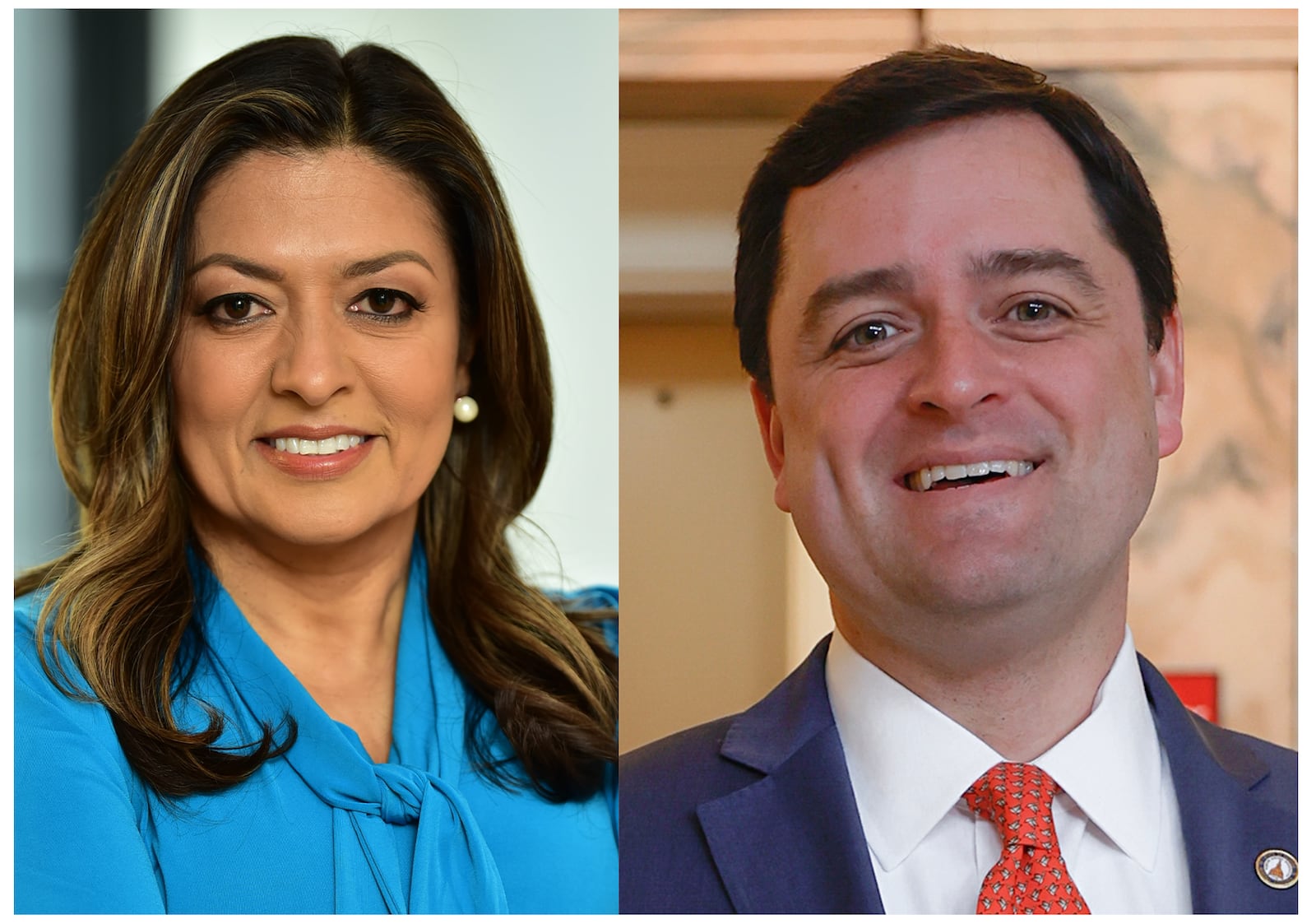 Democrat Laura Murvartian (left) is battling Republican state Rep. Scott Hilton in Georgia House District 48.