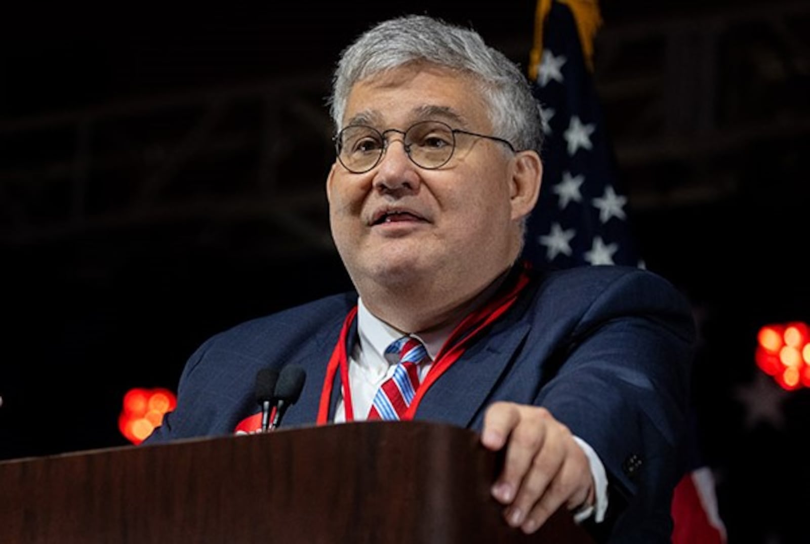 Former state GOP Chairman David Shafer speaks at the GOP State Convention in Jekyll Island, Georgia on June 5, 2021. Nathan Posner for the Atlanta-Journal-Constitution