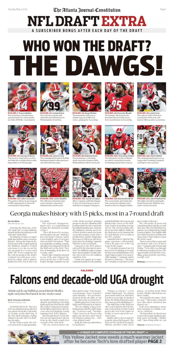 Did UGA win the NFL draft, too? Special coverage in the Sunday ePaper