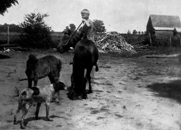 In 1928, the Carter family lived on a 350-acre farm near Plains in the tiny community of Archery, Ga. Jimmy Carter is pictured here atop his Shetland pony named Lady. (Jimmy Carter Library)