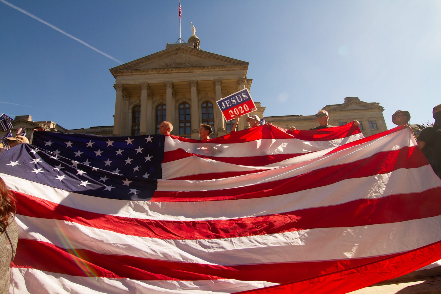 Demonstrate against the election being stolen from President Trump