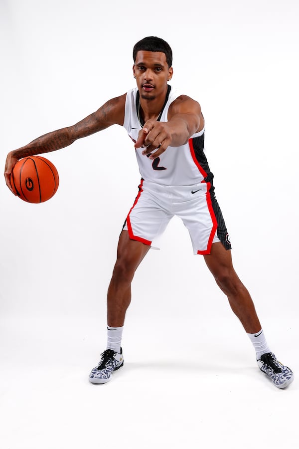 Guard De'Shayne Montgomery of the Georgia Bulldogs poses for a photo early in the 2024-25 season, his first at UGA after transferring from Mount St.  Mary's in Maryland. (Photo by UGA Athletics)