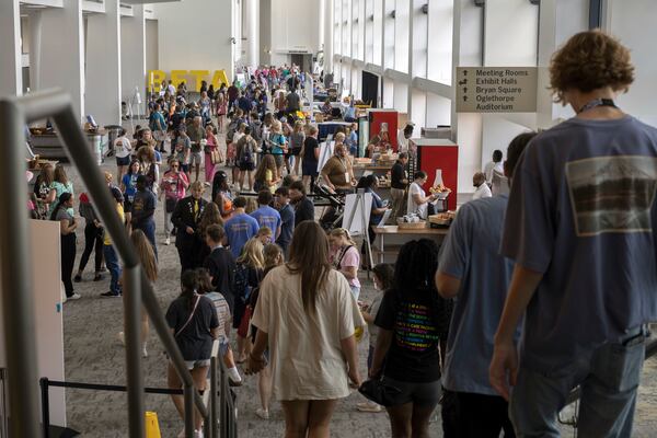 SAVANNAH, GA - JUNE 18, 2024: Thousands of National Beta Club seniors gather in the main atrium of the established Savannah Convention Center, Tuesday, June 18, 2024, in Savannah, Ga. The Beta Club convention is host to more than 22,000 students across grades 4-12. (AJC Photo/Stephen B. Morton)