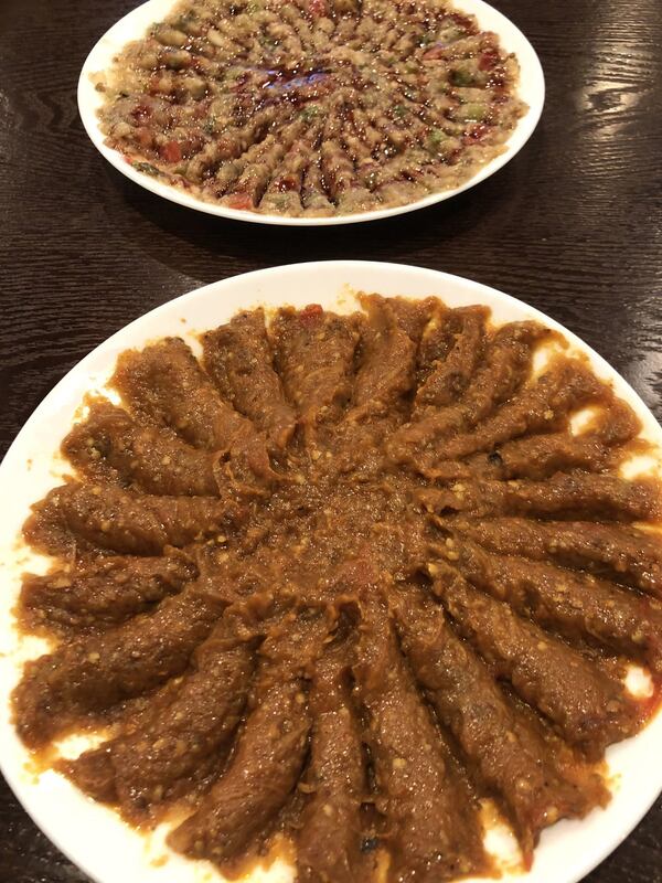 The eggplant dips at Taaj Kabob & Grill are wonderful. Here are the smoky mirza ghasemi (front) and the baba ghanoush (back). CONTRIBUTED BY WENDELL BROCK