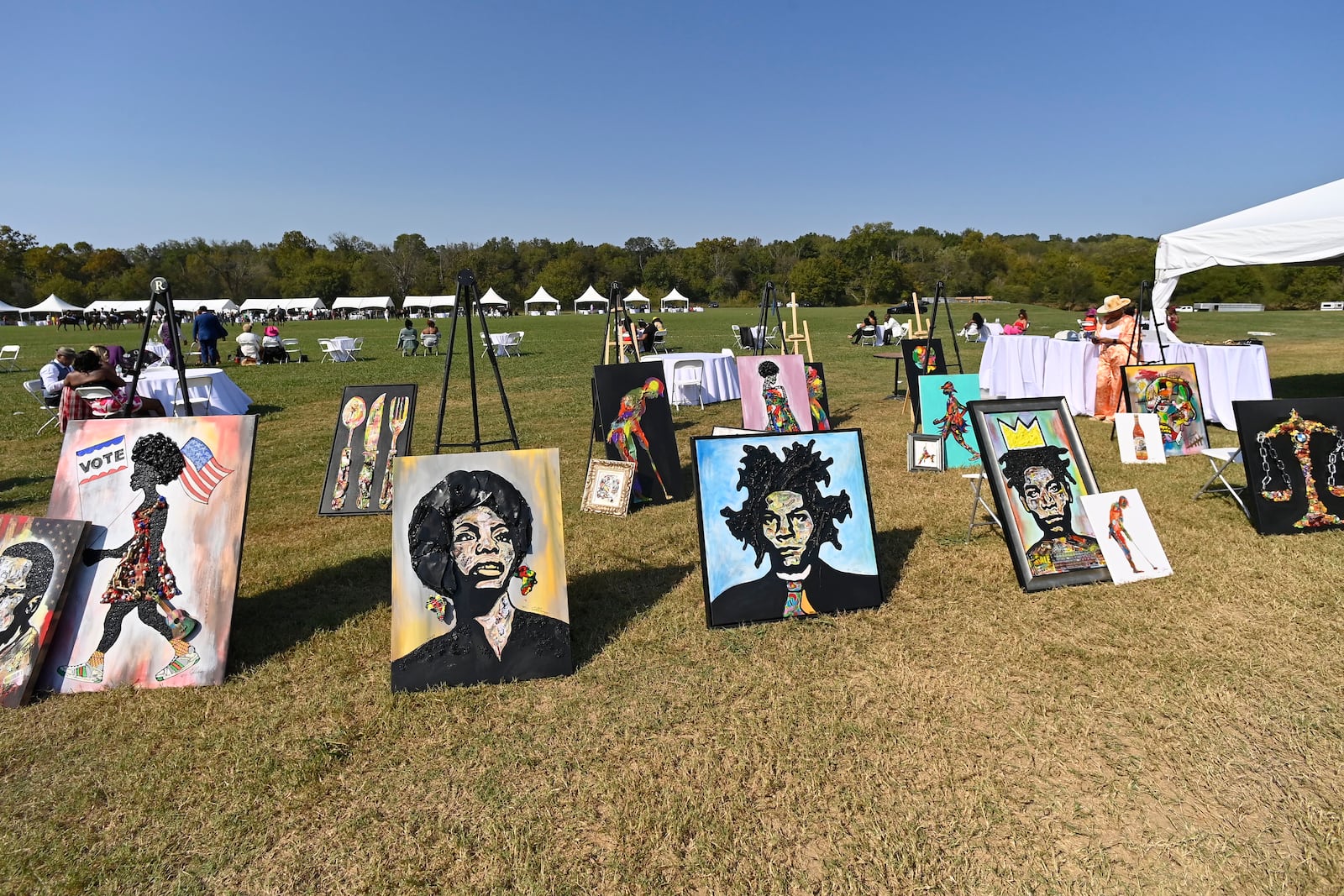 Local artwork on display at the 7th Annual Atlanta Fashion and Polo Classic on Sunday, Oct. 13, 2024, in Fairburn, GA. (Jim Blackburn for the AJC)