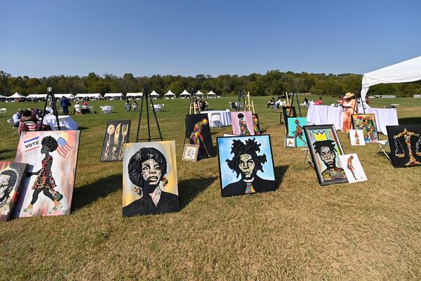 Local artwork on display at the 7th Annual Atlanta Fashion and Polo Classic on Sunday, Oct. 13, 2024, in Fairburn, GA. (Jim Blackburn for the AJC)