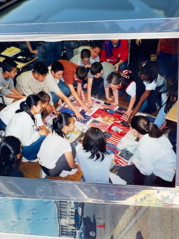 Steven and Deborah Ludy had his Brooklyn middle school class create squares that Deborah quilted together following 9/11. It was eventually displayed in the West Wing of the White House, he said. (Courtesy of the Ludys)