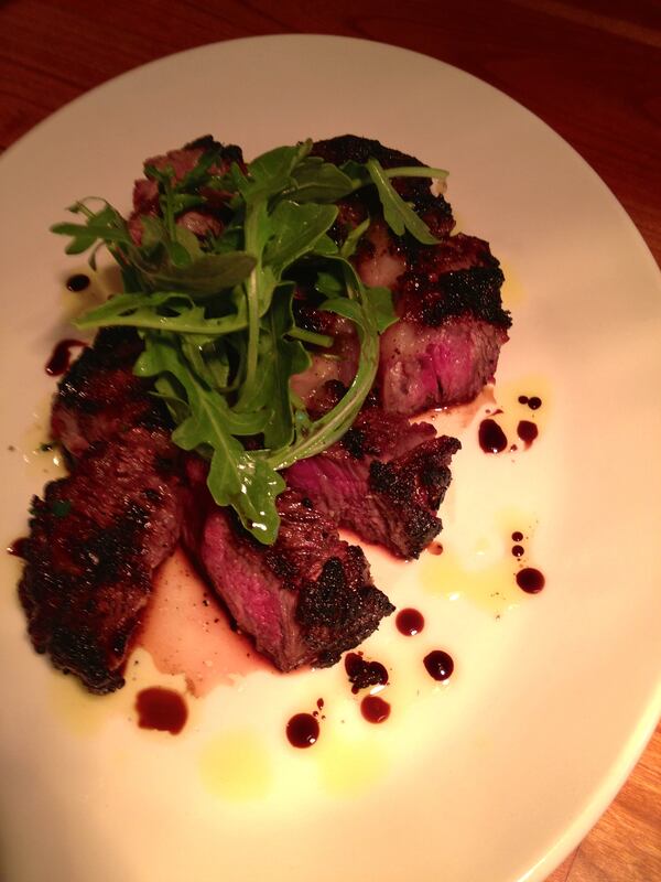 Ribeye steak with balsamic and arugula