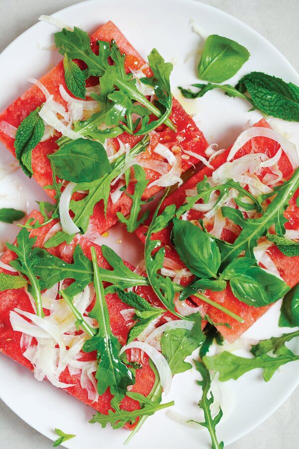 “Simply vibrant” Tipsy Watermelon Fennel and Arugula salad. MASHA DAVYDOVA