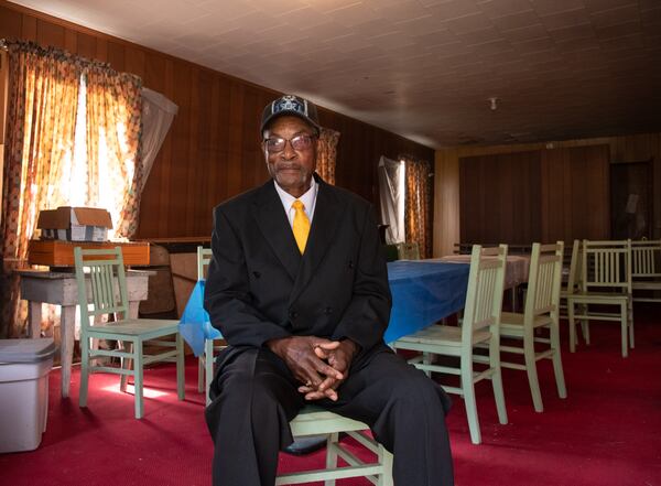 David Myers Jr., district deputy with the Prince Hall Grand Lodge of Georgia, sits inside the reception hall of the Chickamauga Masonic Lodge.  Contributed by Mark Gilliland
